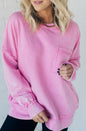 Washed Cotton Loose-fitting Casual Round-neck Sweater T-shirt For Women