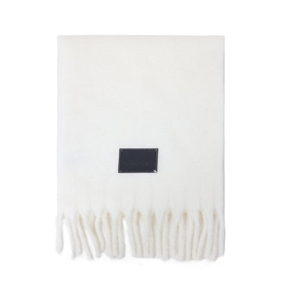 Solid Color Fringe Wool Scarf Women's Thickened Warm Neck Wrap