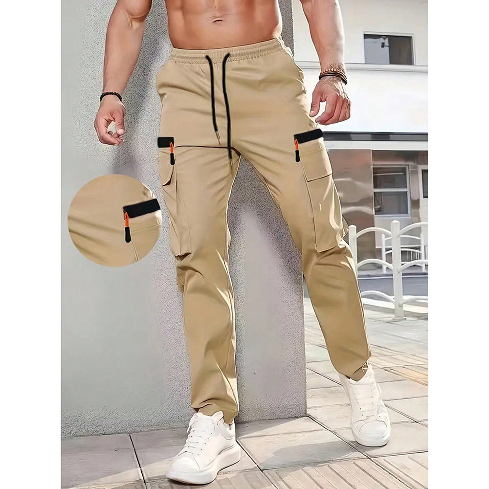 Mens Stylish Casual Loose-fit Utility Khaki Pants