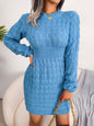Casual Cable Knit Waist Cinched Bodycon Sweater Dress