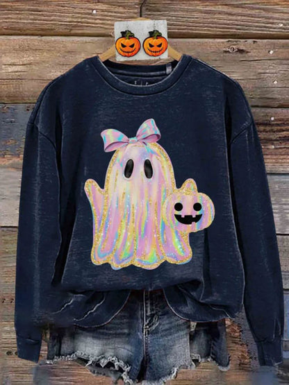 Women's Creative Halloween Printed Crew Neck Sweatshirt
