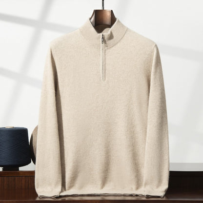 Men's Cashmere Sweater Zip-up Turtleneck Young And Middle-aged