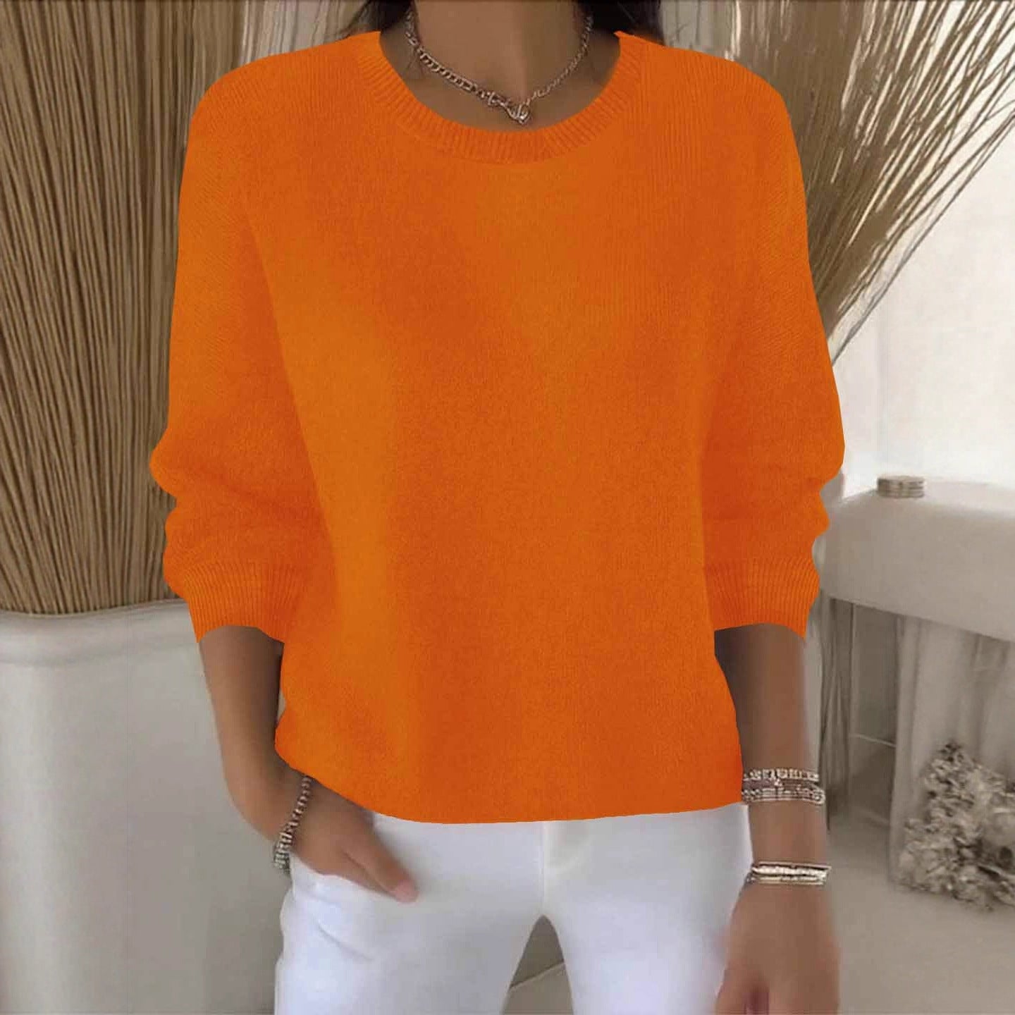 Women's Solid Color Long Sleeve Sweater