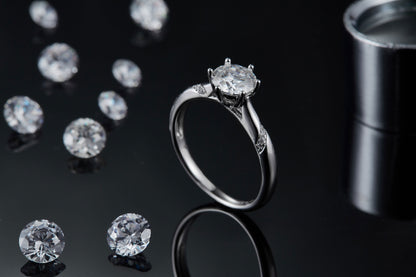Snow Of The Soul - A Wedding Ring Set With 1-carat Top-quality Moissanite S925 Silver And Platinum-plated Diamond Can Be Tested With A Diamond Pen