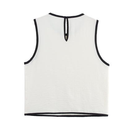 Summer Contrast Color Crepe Vest Top