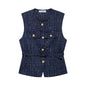 Spring New Casual Belt Vest Women's Clothing With Belt Texture Vest