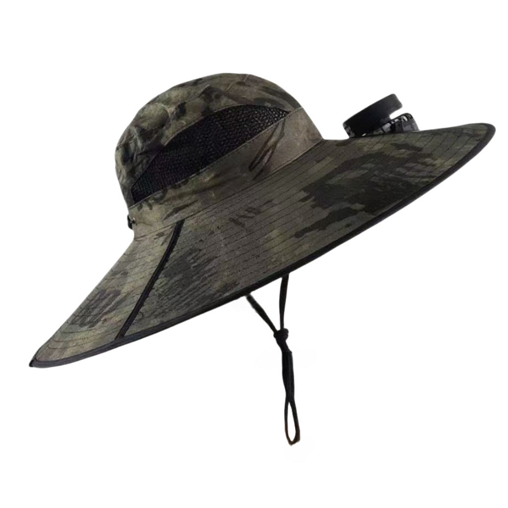 Solar-powered Dual-fan Hat With Dual Power Supply