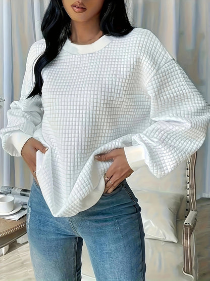 Round Neck Solid Color Fashion Long Sleeve Women's Sweater