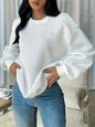 Round Neck Solid Color Fashion Long Sleeve Women's Sweater