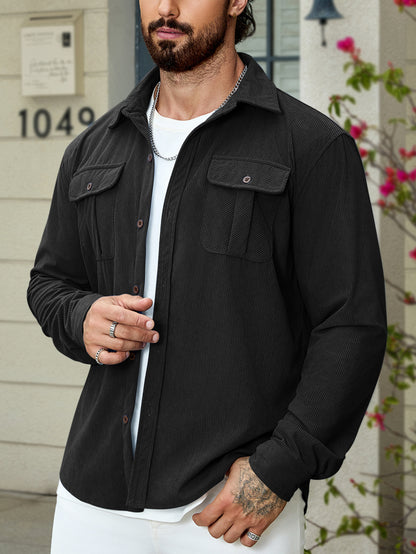 Corduroy Tooling Thick Long Sleeves Coat Shirt Outdoor Casual Retro