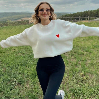 Casual Fashion Sweet Round Neck Pullover Women