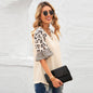 Leopard Print Stitching Five-point Sleeve Top Bottoming Shirt Small V-neck Pullover