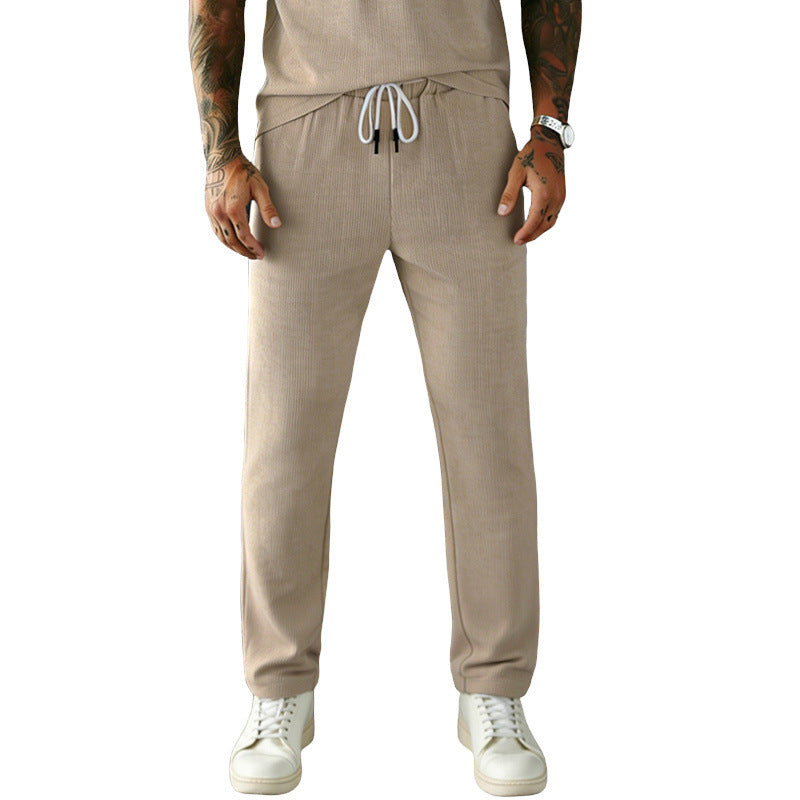 Mens Corduroy Slim Straight-fit Loose-fitting Trousers