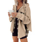 Plaid Casual Hooded Drawstring Coat