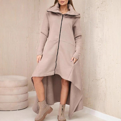 Solid Color Hooded Loose Zip All-matching Hoodie Skirt