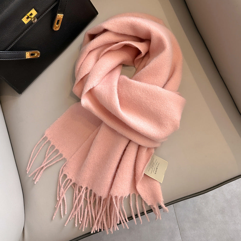 Pure Wool Students Warm-keeping All-matching Tassel Narrow Scarf Couple Wholesale