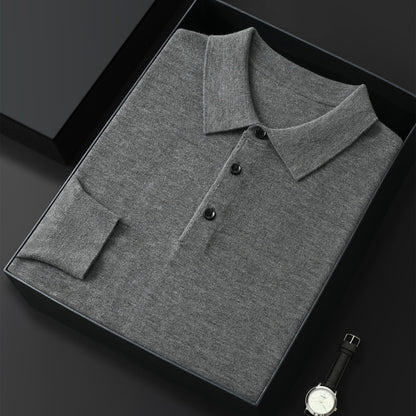 Spring And Autumn New Fashion Casual Polo Collar Long-sleeved Sweater Men