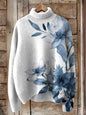 Abstract Printing Casual Cloak Turtleneck Pullover Women