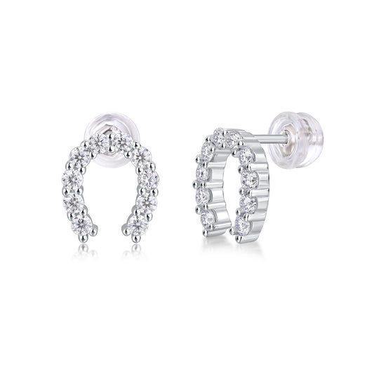 Seize Happiness - Earrings Set With Top-quality Moissanite S925 Silver And Platinum-plated Stud Earrings Are Fashionable And Trendy Accessories That Can Be Tested With A Diamond Pen