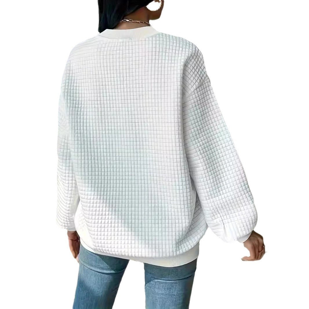 Round Neck Solid Color Fashion Long Sleeve Women's Sweater