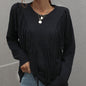 Women's Fringe Tassel Sweater - Casual Long Sleeve Crewneck Knit Pullover For Fall