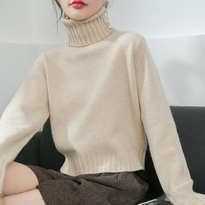 Women's High-neck Loose Slim-fit Lapel Wool Sweater Base Layer