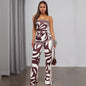 Sexy Split-front Bandeau Top With Tight Pants Set