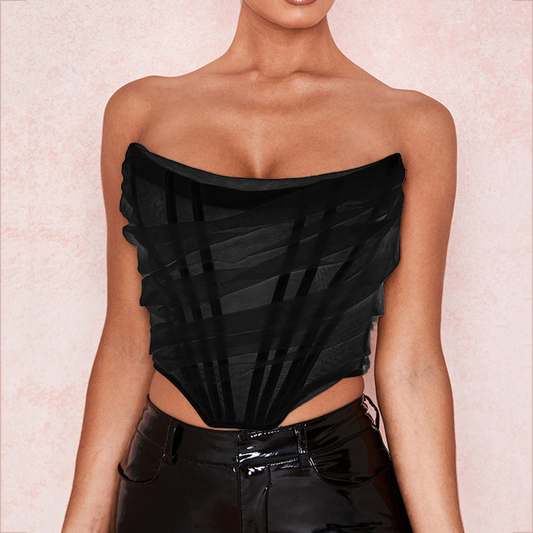 Summer Hot Selling Sexy Fishbone Mesh Bralette Top - Fashionable Short Crop Top For Women