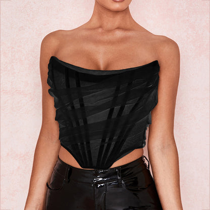 Summer Hot Selling Sexy Fishbone Mesh Bralette Top - Fashionable Short Crop Top For Women