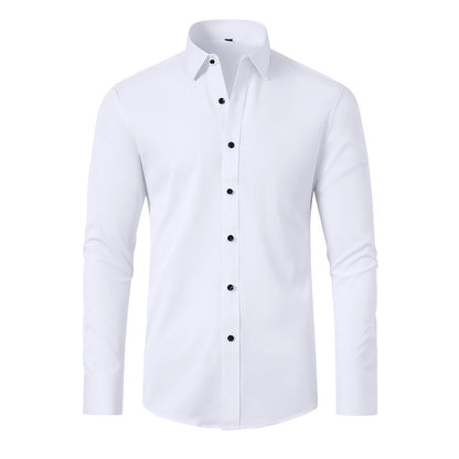 Full Elastic Force Shirt Men's Non-ironing Anti-wrinkle Solid Color