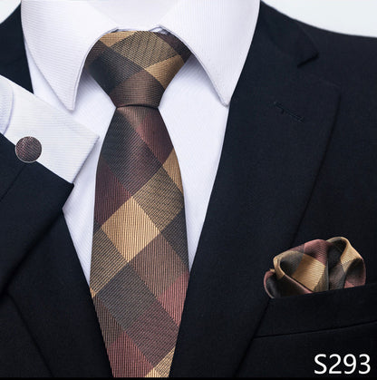 Men's Creative All-match Business Formal Wear Tie Scarf Cuff Buckle Set