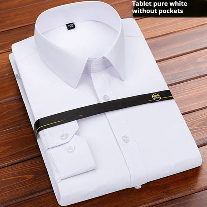 Solid Color Men's Loose Non-ironing Business Shirt