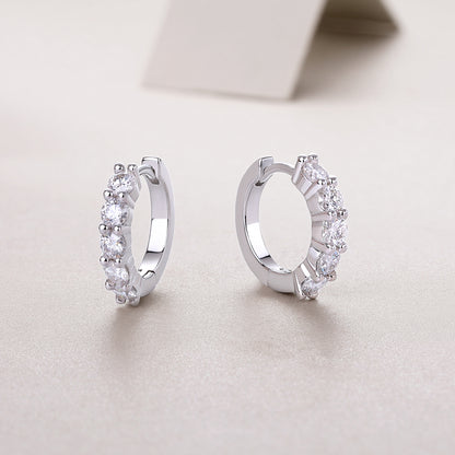 Dawn - Earrings Set With 0.1-carat Top-quality Moissanite S925 Silver And Platinum-plated Stud Earrings, A Fashionable And Trendy Accessory, Can Be Tested With A Diamond Pen
