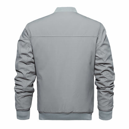Men's Winter Bomber Jacket, Baseball Jacket Outwear, Thickened Warm Flight Jacket With Ribbed Cuffs, Windproof Casual Coat