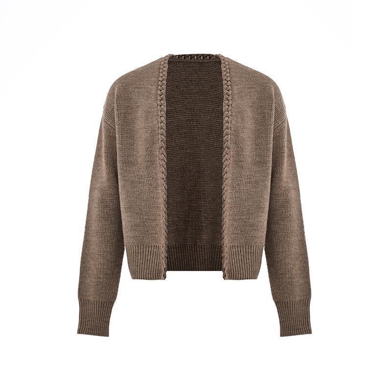 Heavy Handmade Wool Cardigan With Collar Wide Coat