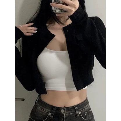 Women's Fashion Long Sleeve Knit Crop Top
