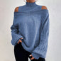 Women's Cold Shoulder Sweater - Sexy High Neck Cut Out Pullover Long Sleeve Top