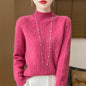 Women's Semi-High Neck Versatile Loose Knit Sweater Thickened Base Layer