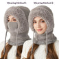 Knitted Hat For Women, Winter Integrated Scarf Beanie