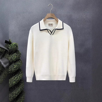 Lightly Mature Casual Polo Collar Sweater Men
