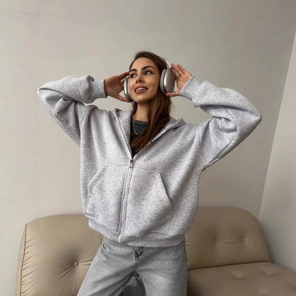 Fall Winter Hooded Casual Thick Coat Women