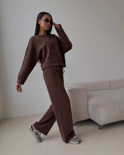 Thin O-neck Short Sweater Suit Women's Casual