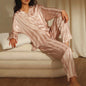 SpringAutumn Style Ice Silk Striped Jacquard Plus-size Homewear