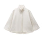 French Design Blended Stand Collar Cape Coat
