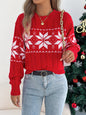 Snowflake Pattern Lantern Sleeve Pullover Sweater