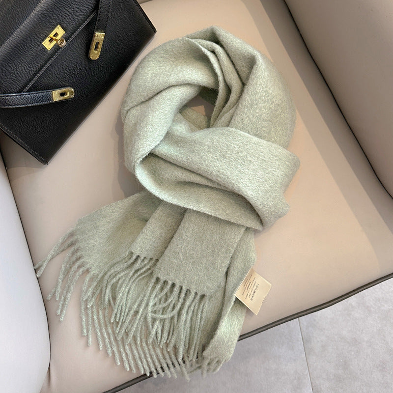 Pure Wool Students Warm-keeping All-matching Tassel Narrow Scarf Couple Wholesale