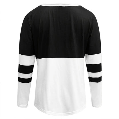 Women's Zip-Up Round Neck Long Sleeve Sweatshirt With Color Block Stripes - Casual Pullover Top For Spring&Fall