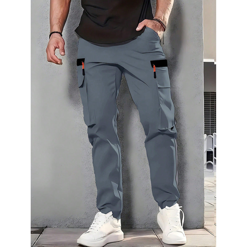 Mens Stylish Casual Loose-fit Utility Khaki Pants