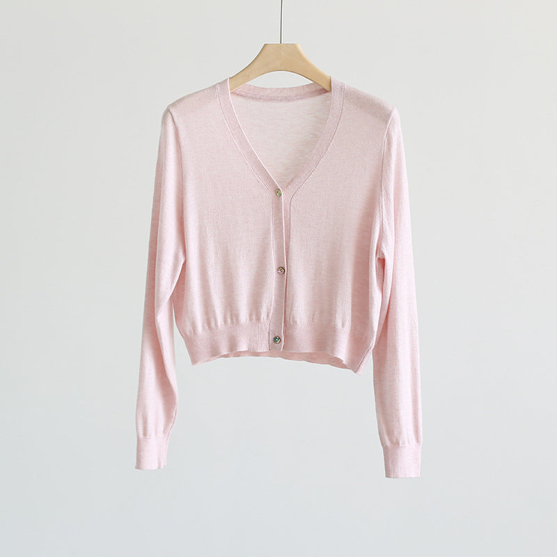 Spring And Summer Fashionable Soft And Comfortable V-neck Short Sweater