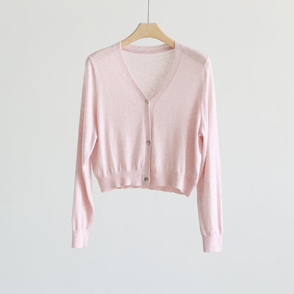 Spring And Summer Fashionable Soft And Comfortable V-neck Short Sweater